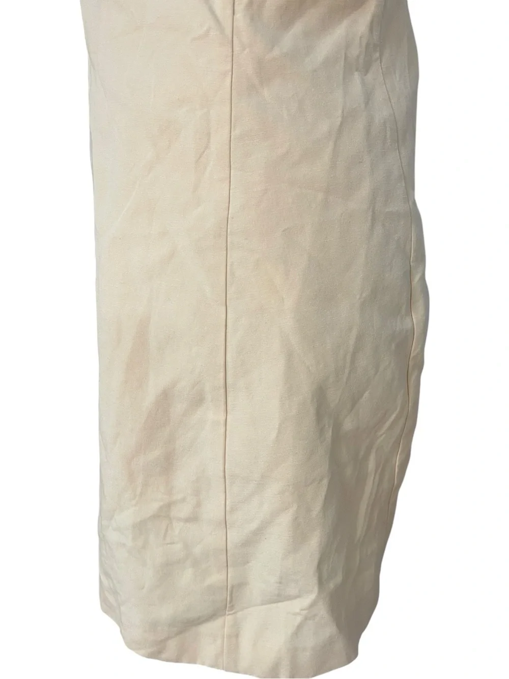 Zara Cutout Ruched Linen Mini Dress Tan Peach